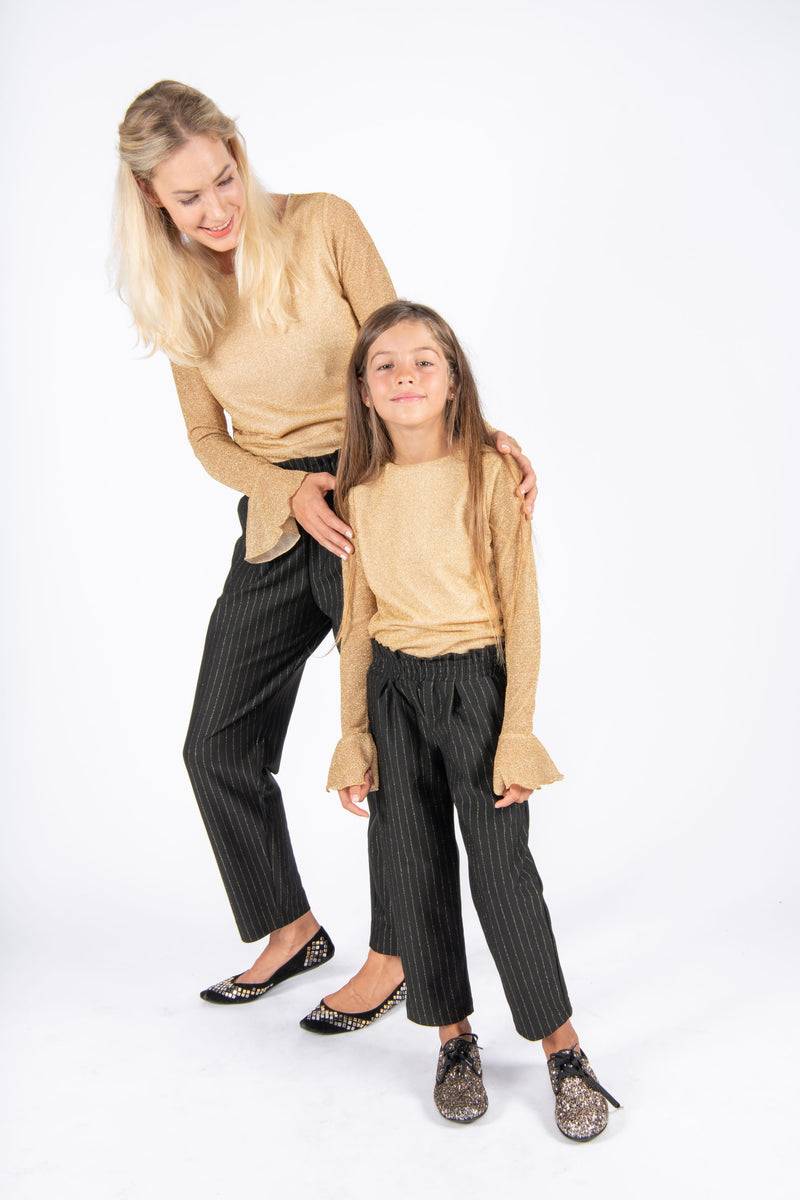 Olive E Miele MiniMe t-shirt Pam + pantalone Gertie gessato lurex Moda