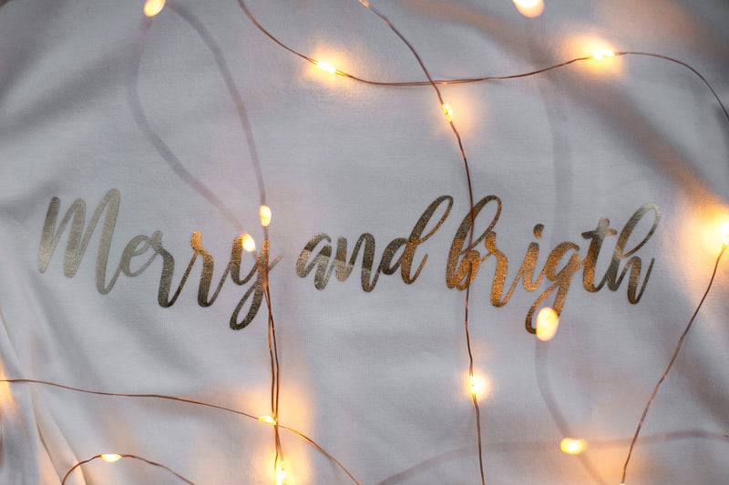 Olive E Miele T-SHIRT MERRY AND BRIGHT WHITE Economico