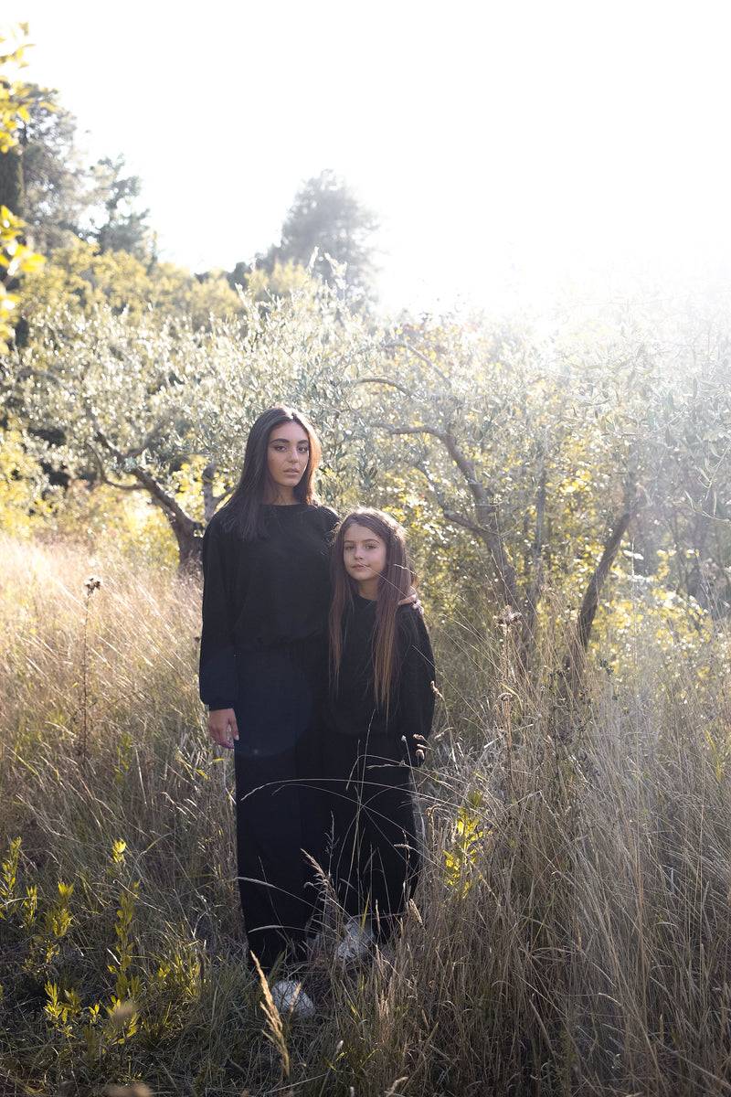 Olive E Miele PANTALONE MONI NERO WOOL Spedizione Gratuita