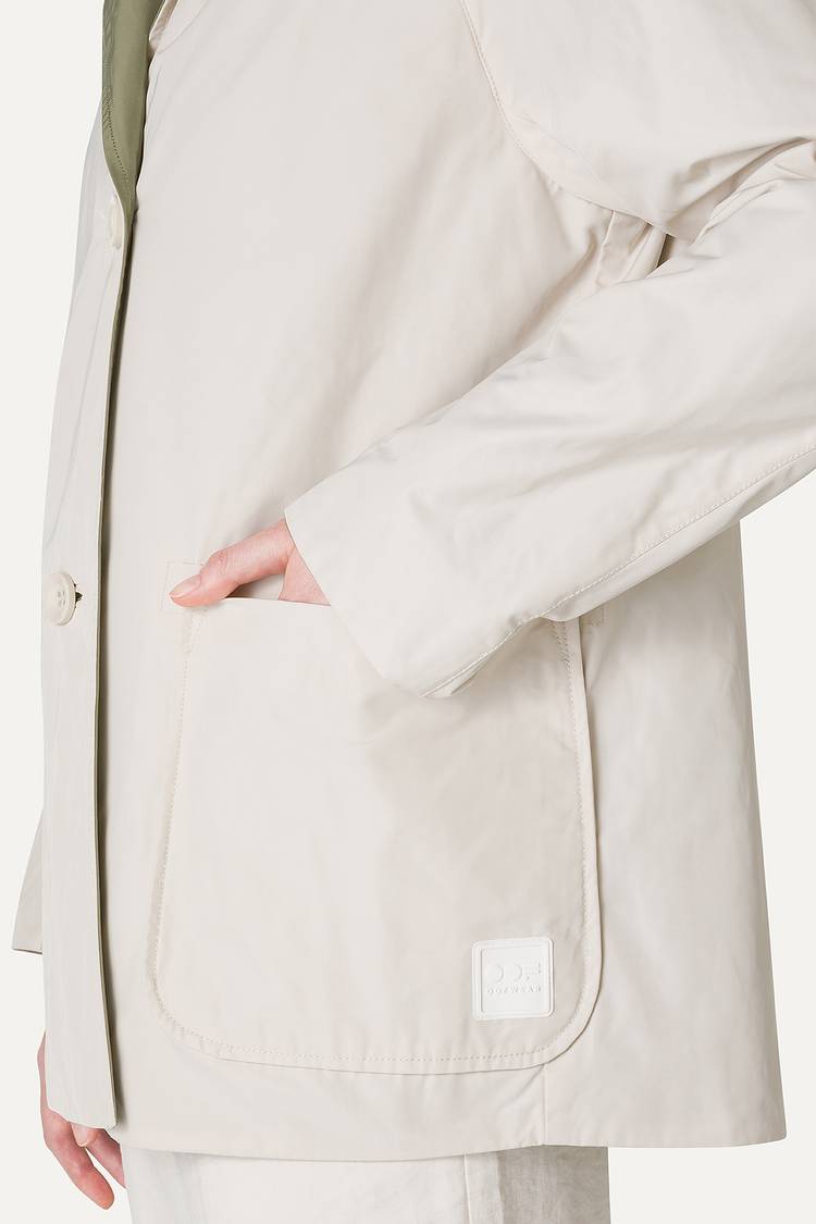 Oof Wear IMPERMEABILE REVERSIBILE CON CAPPUCCIO IN NYLON MEMORY 9411 - PANNA/VERDE MIMETICO Negozi Online