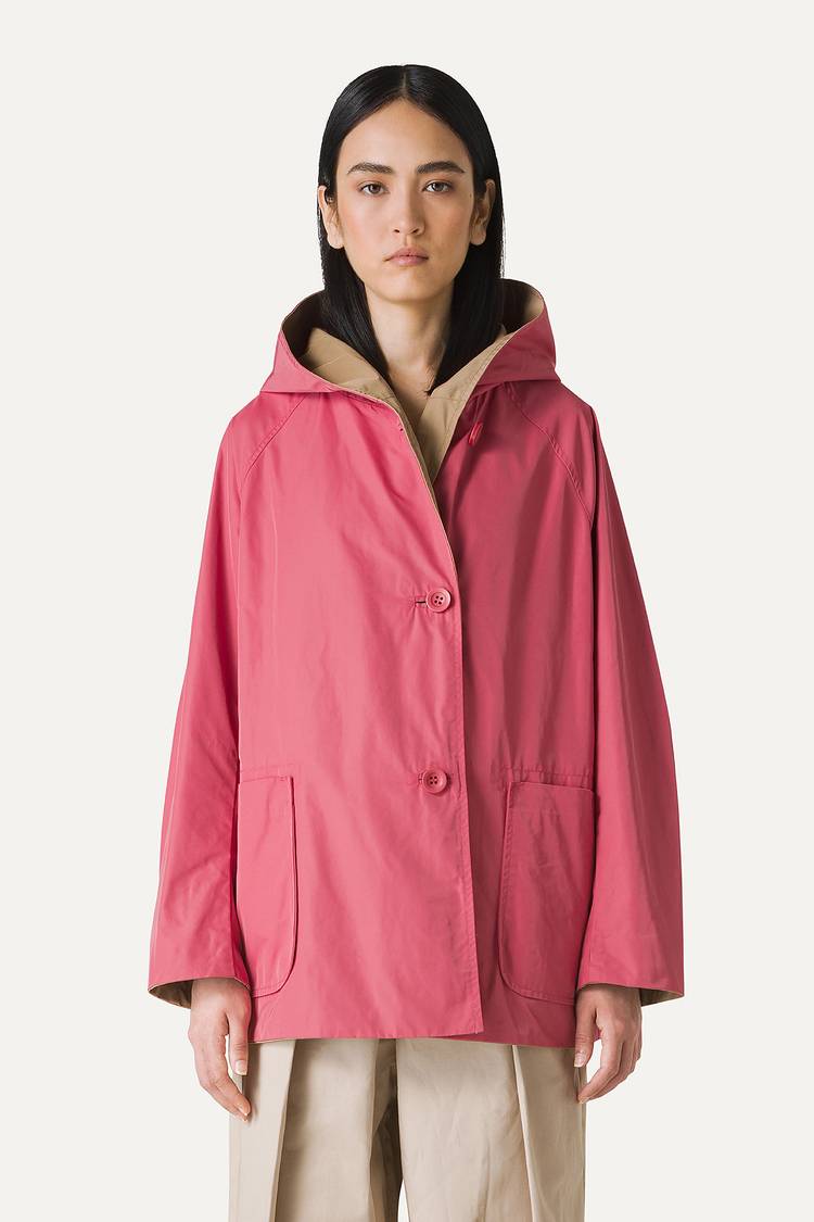 Oof Wear IMPERMEABILE REVERSIBILE CON CAPPUCCIO IN NYLON MEMORY 9411 - ROSA ANTICO/BEIGE Acquista Ora