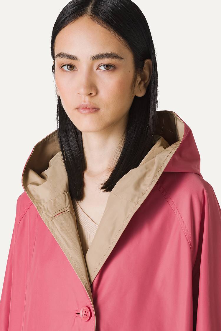 Oof Wear IMPERMEABILE REVERSIBILE CON CAPPUCCIO IN NYLON MEMORY 9411 - ROSA ANTICO/BEIGE Acquista Ora