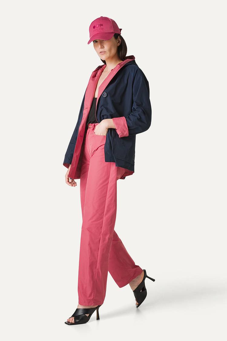 Oof Wear IMPERMEABILE REVERSIBILE CON CAPPUCCIO IN NYLON MEMORY 9411 - BLU NOTTE/ROSA ANTICO Consegna Veloce