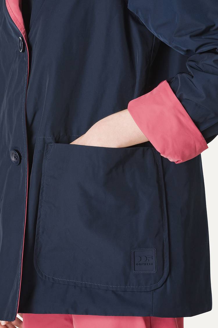 Oof Wear IMPERMEABILE REVERSIBILE CON CAPPUCCIO IN NYLON MEMORY 9411 - BLU NOTTE/ROSA ANTICO Consegna Veloce