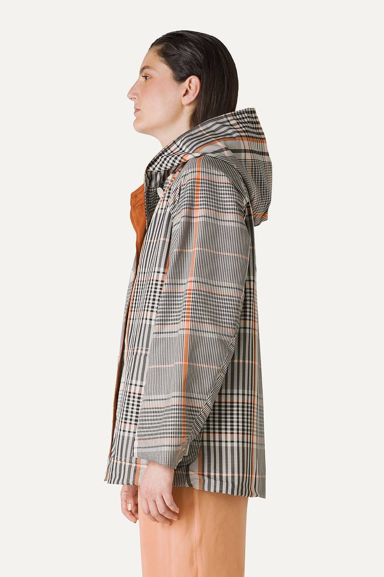 Oof Wear IMPERMEABILE REVERSIBILE CON CAPPUCCIO IN NYLON MEMORY CON DISEGNO CHECK 9411 - ARANCIONE/PAPRIKA Promozione Limitata