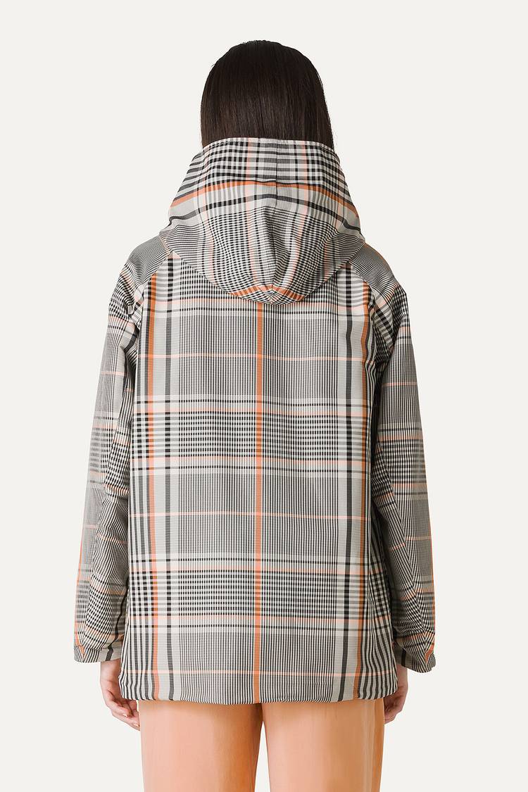Oof Wear IMPERMEABILE REVERSIBILE CON CAPPUCCIO IN NYLON MEMORY CON DISEGNO CHECK 9411 - ARANCIONE/PAPRIKA Promozione Limitata