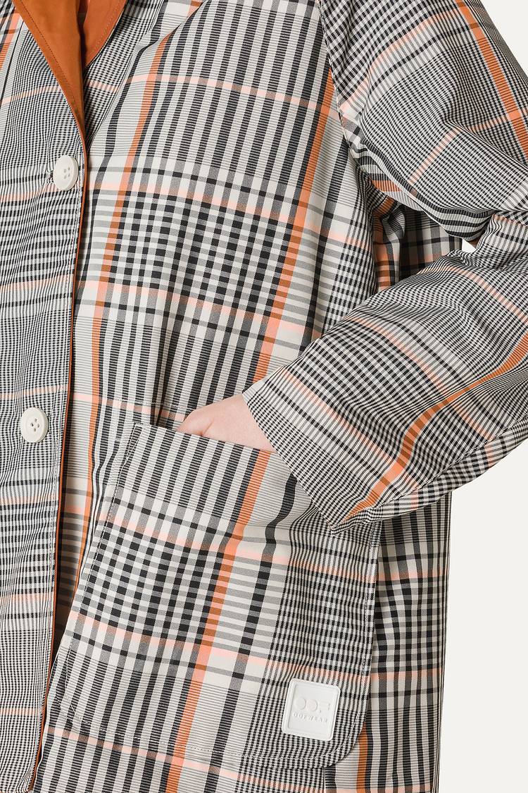 Oof Wear IMPERMEABILE REVERSIBILE CON CAPPUCCIO IN NYLON MEMORY CON DISEGNO CHECK 9411 - ARANCIONE/PAPRIKA Promozione Limitata