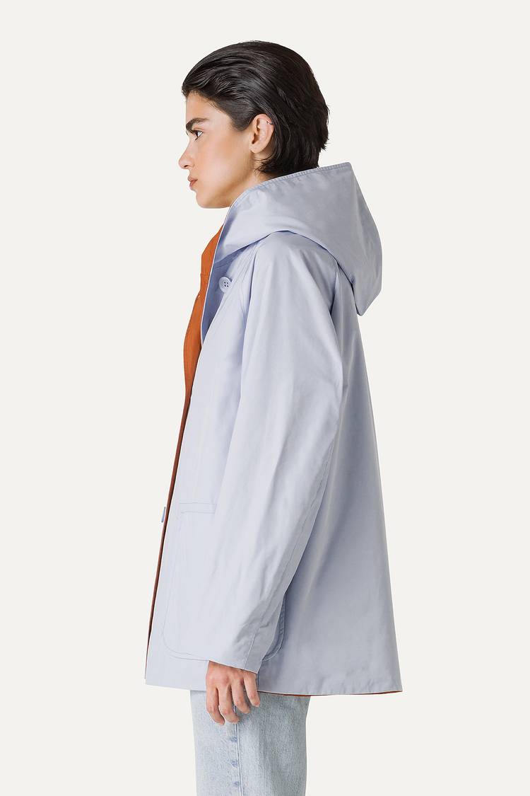 Oof Wear IMPERMEABILE REVERSIBILE CON CAPPUCCIO IN NYLON MEMORY 9411 - GHIACCIO/PAPRIKA Prezzo Ridotto
