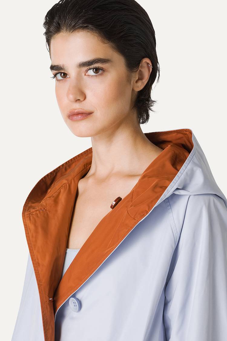 Oof Wear IMPERMEABILE REVERSIBILE CON CAPPUCCIO IN NYLON MEMORY 9411 - GHIACCIO/PAPRIKA Prezzo Ridotto