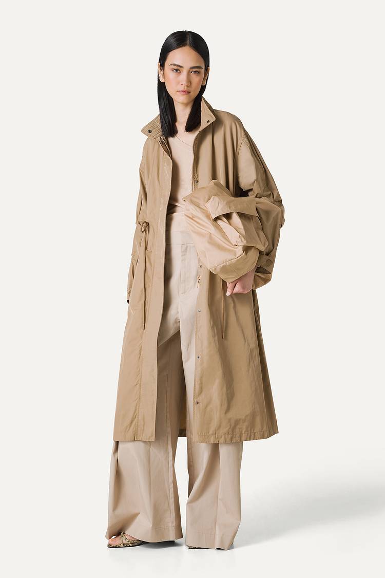 Oof Wear PARKA LUNGO OVER IN NYLON MEMORY 9211 - BEIGE Sottocosto