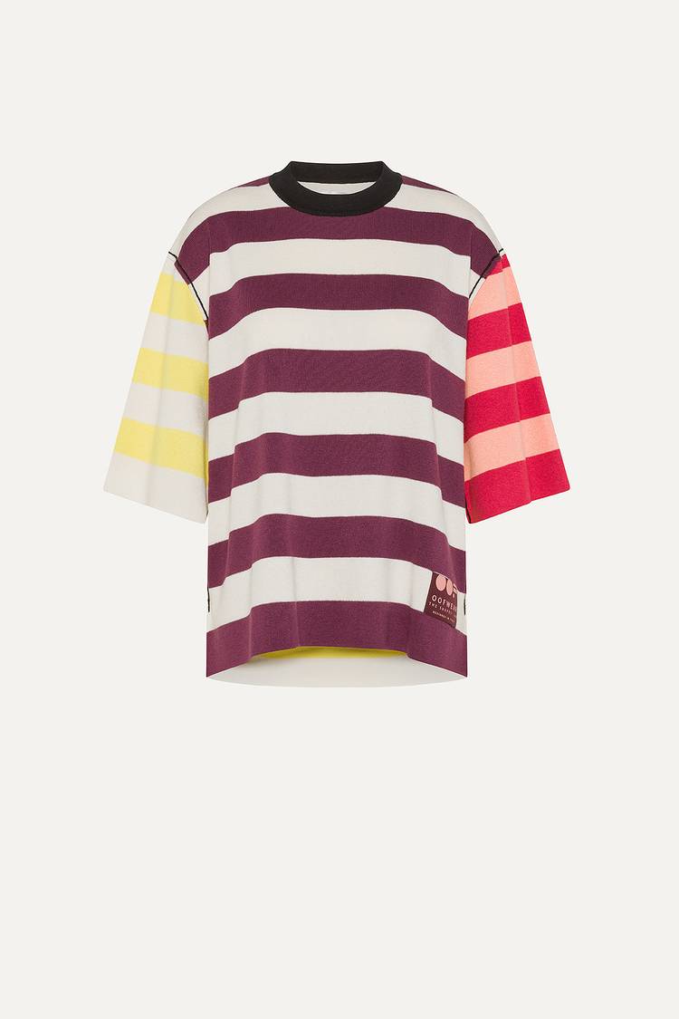 Oof Wear T-SHIRT A RIGHE COLORATE IN COTONE 4055 - PANNA/BORDEAUX Sconto