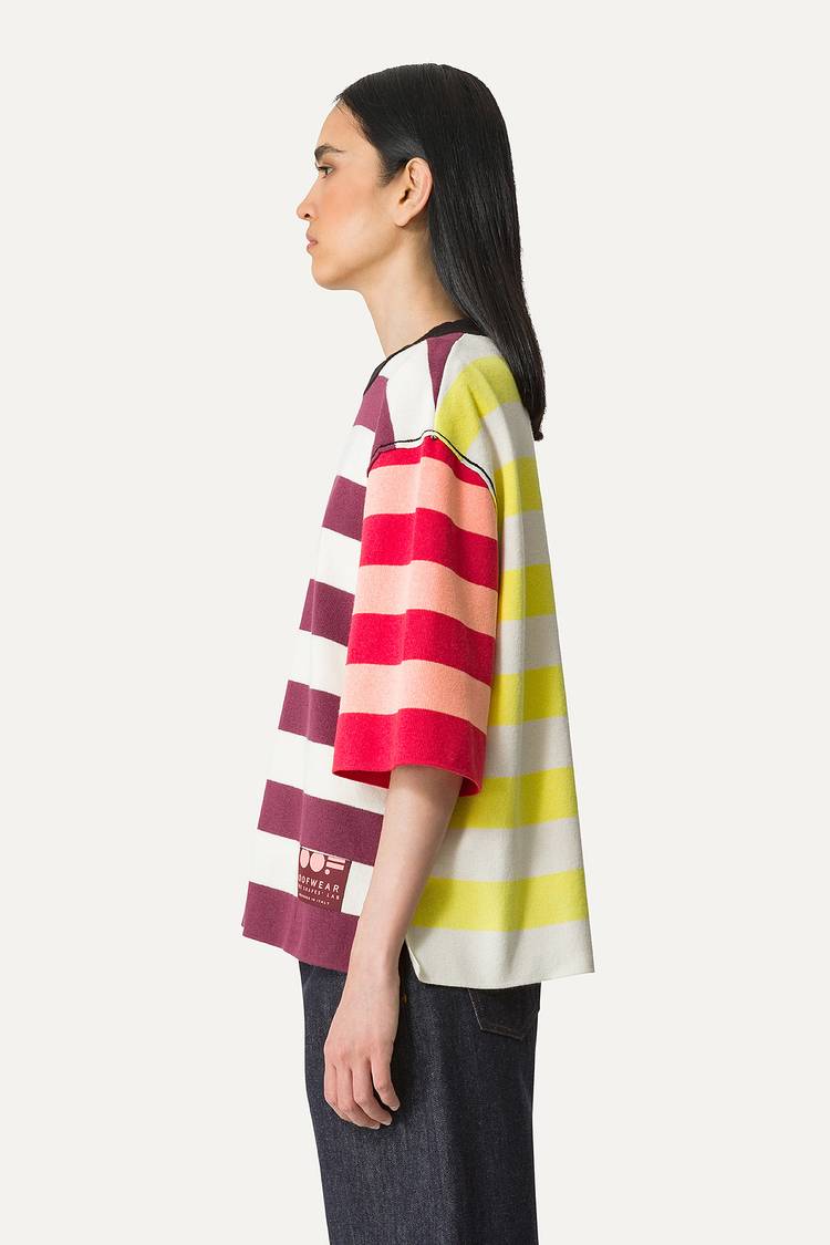 Oof Wear T-SHIRT A RIGHE COLORATE IN COTONE 4055 - PANNA/BORDEAUX Sconto