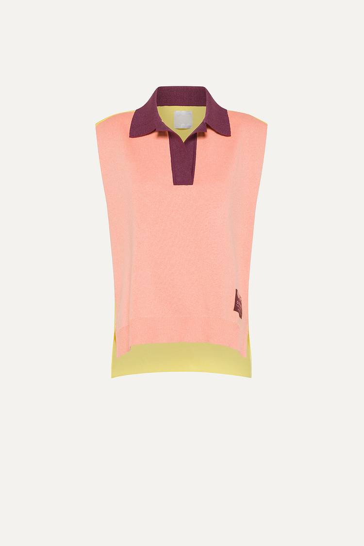 Oof Wear GILET COLORATO IN COTONE 4057 - PESCA/LIME Online