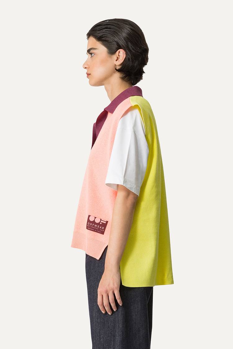 Oof Wear GILET COLORATO IN COTONE 4057 - PESCA/LIME Online