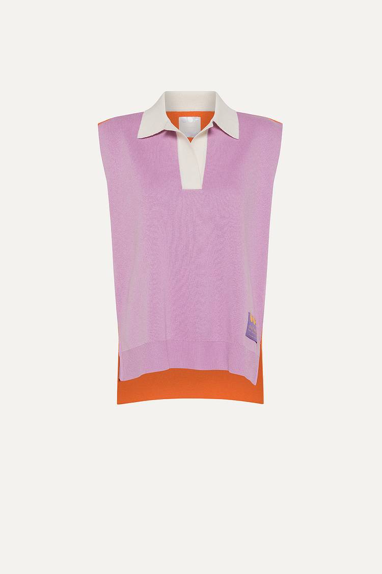 Oof Wear GILET COLORATO IN COTONE 4057 - LILLA/ARANCIO Outlet
