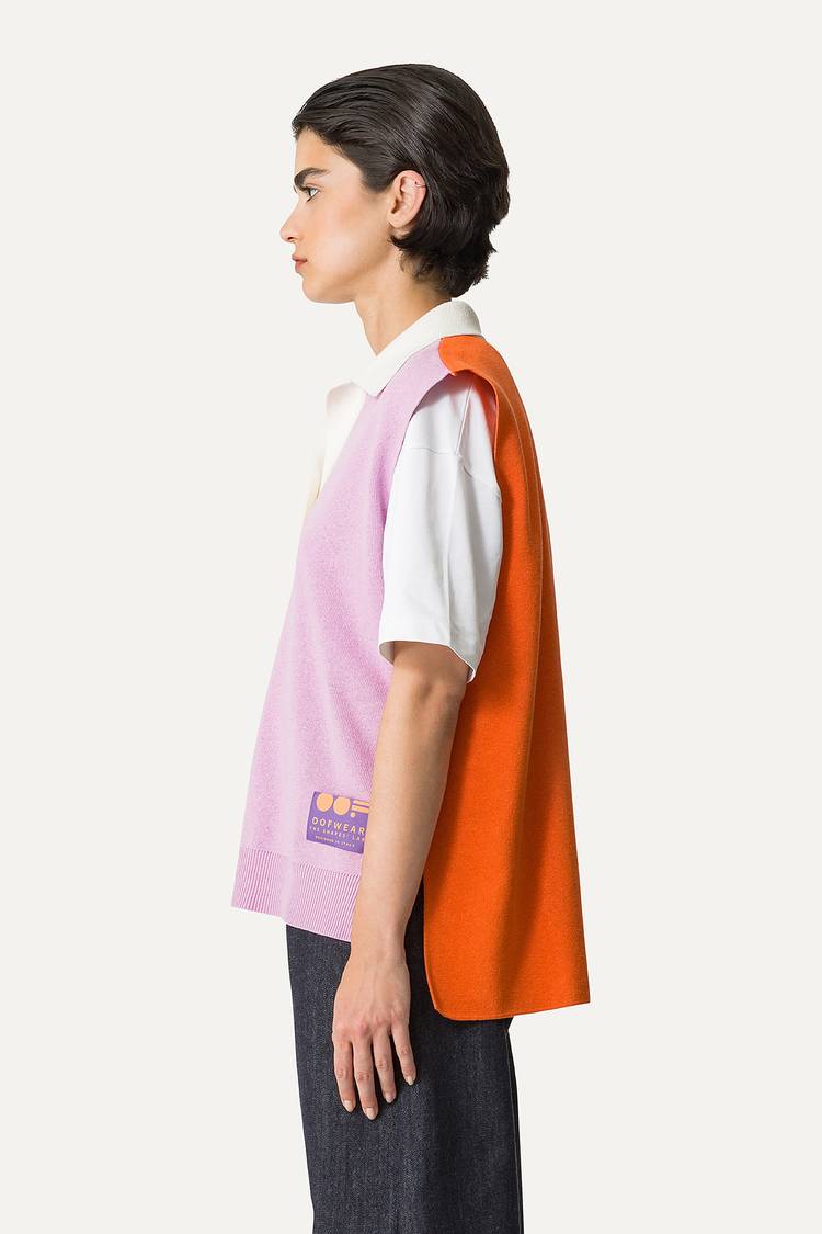 Oof Wear GILET COLORATO IN COTONE 4057 - LILLA/ARANCIO Outlet