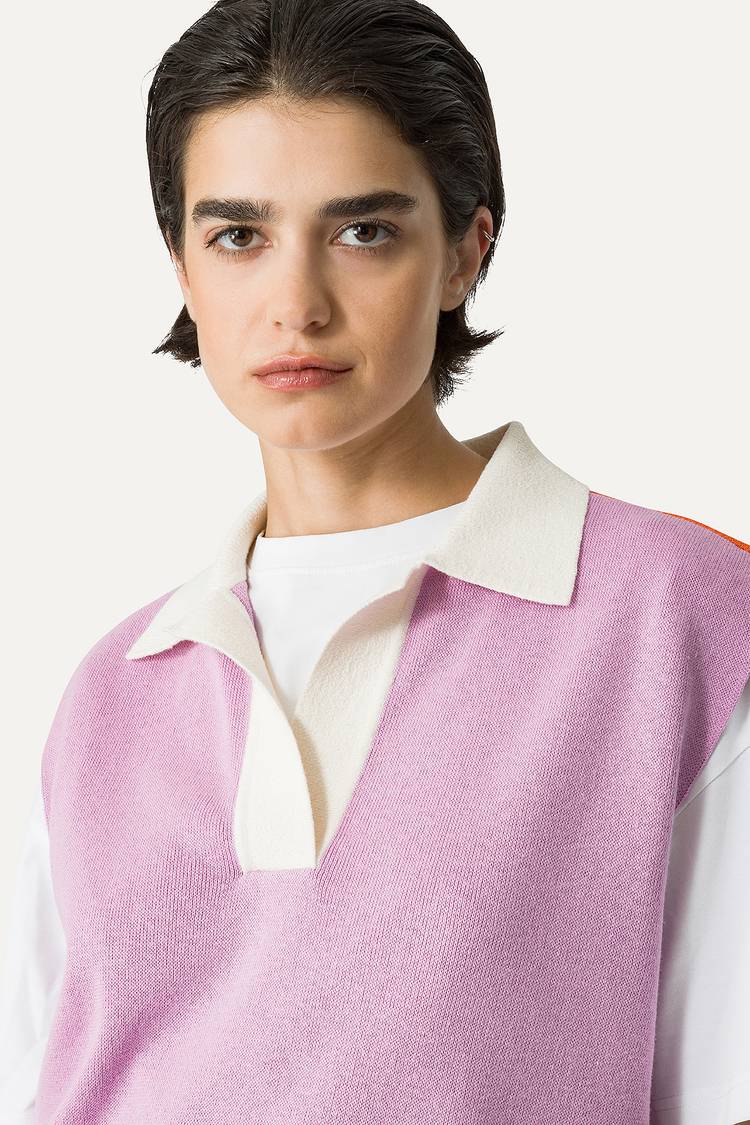 Oof Wear GILET COLORATO IN COTONE 4057 - LILLA/ARANCIO Outlet