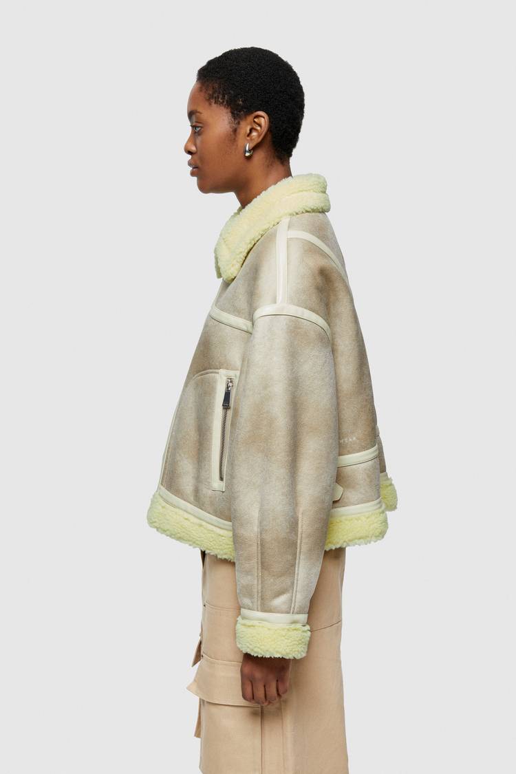 Oof Wear GIACCA CORTA REVERSIBILE 9262 IN ECO-MONTONE - GREGGIO/BANANA Moda