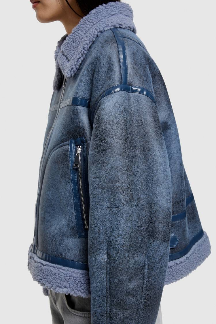 Oof Wear GIACCA CORTA REVERSIBILE 9262 IN ECO-MONTONE - CERULEO/CARTA DA ZUCCHERO Italia