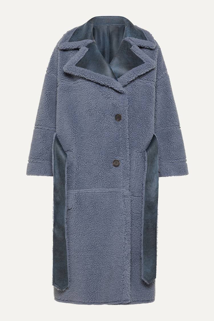Oof Wear CAPPOTTO LUNGO REVERSIBILE 9263 IN ECO-MONTONE - CERULEO/CARTA DA ZUCCHERO Nuovo