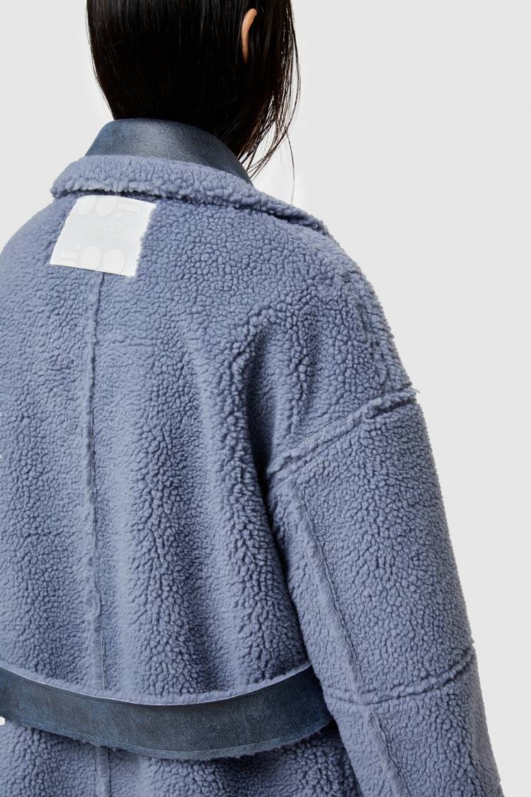 Oof Wear CAPPOTTO LUNGO REVERSIBILE 9263 IN ECO-MONTONE - CERULEO/CARTA DA ZUCCHERO Nuovo