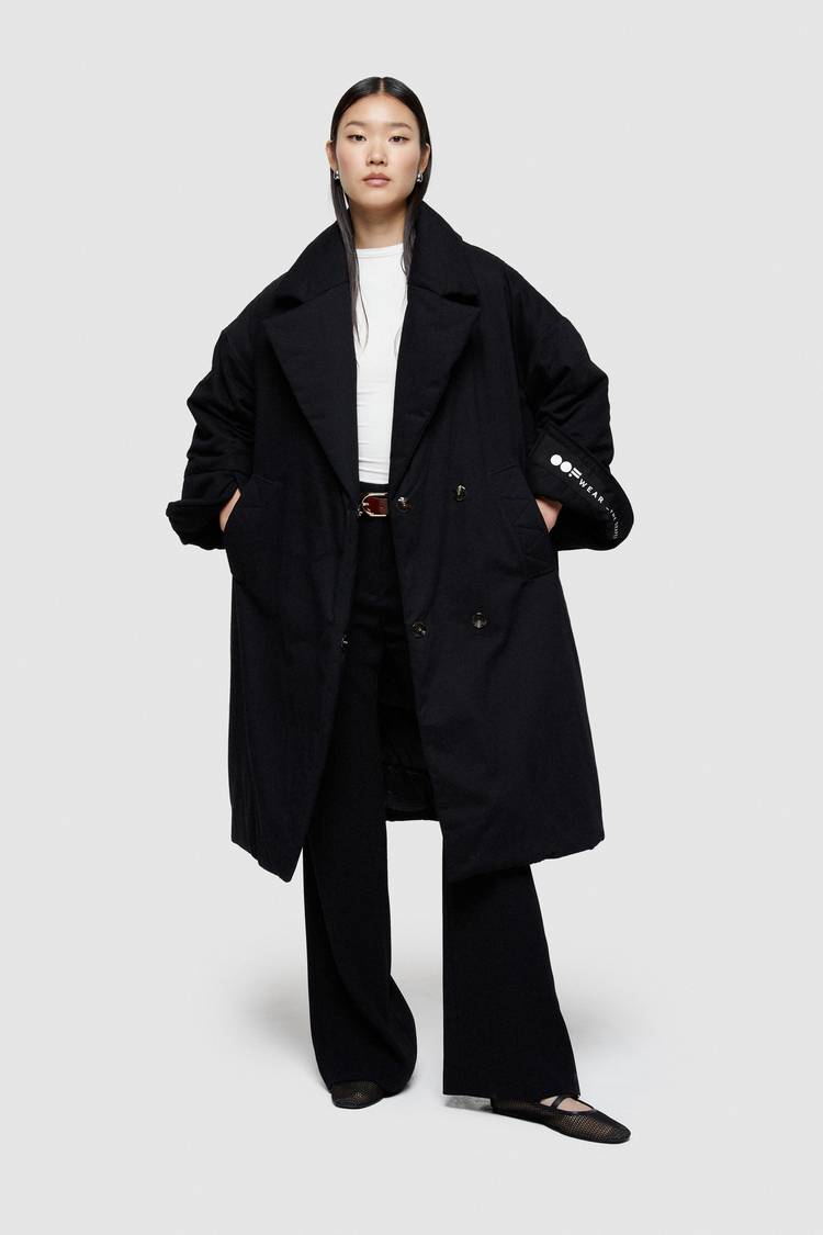 Oof Wear GIACCA LUNGA 9244 IN GABARDINA DI COTONE - NERO Vendita