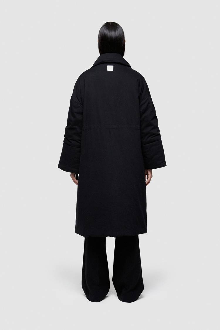 Oof Wear GIACCA LUNGA 9244 IN GABARDINA DI COTONE - NERO Vendita