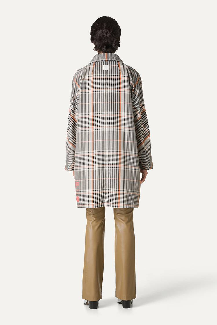 Oof Wear TRENCH IN NYLON MEMORY A DISEGNO CHECK 9138 - ARANCIO/CREMA Qualità Garantita