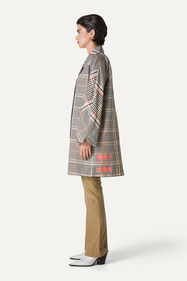 Oof Wear TRENCH IN NYLON MEMORY A DISEGNO CHECK 9138 - ARANCIO/CREMA Qualità Garantita