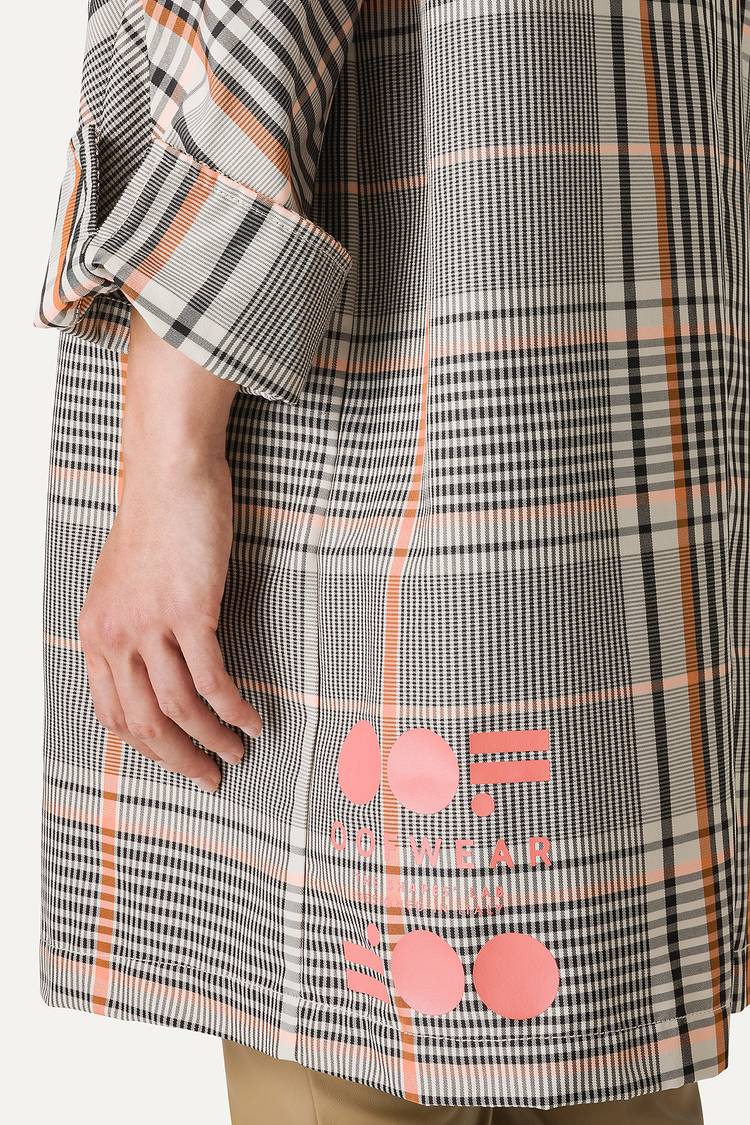 Oof Wear TRENCH IN NYLON MEMORY A DISEGNO CHECK 9138 - ARANCIO/CREMA Qualità Garantita