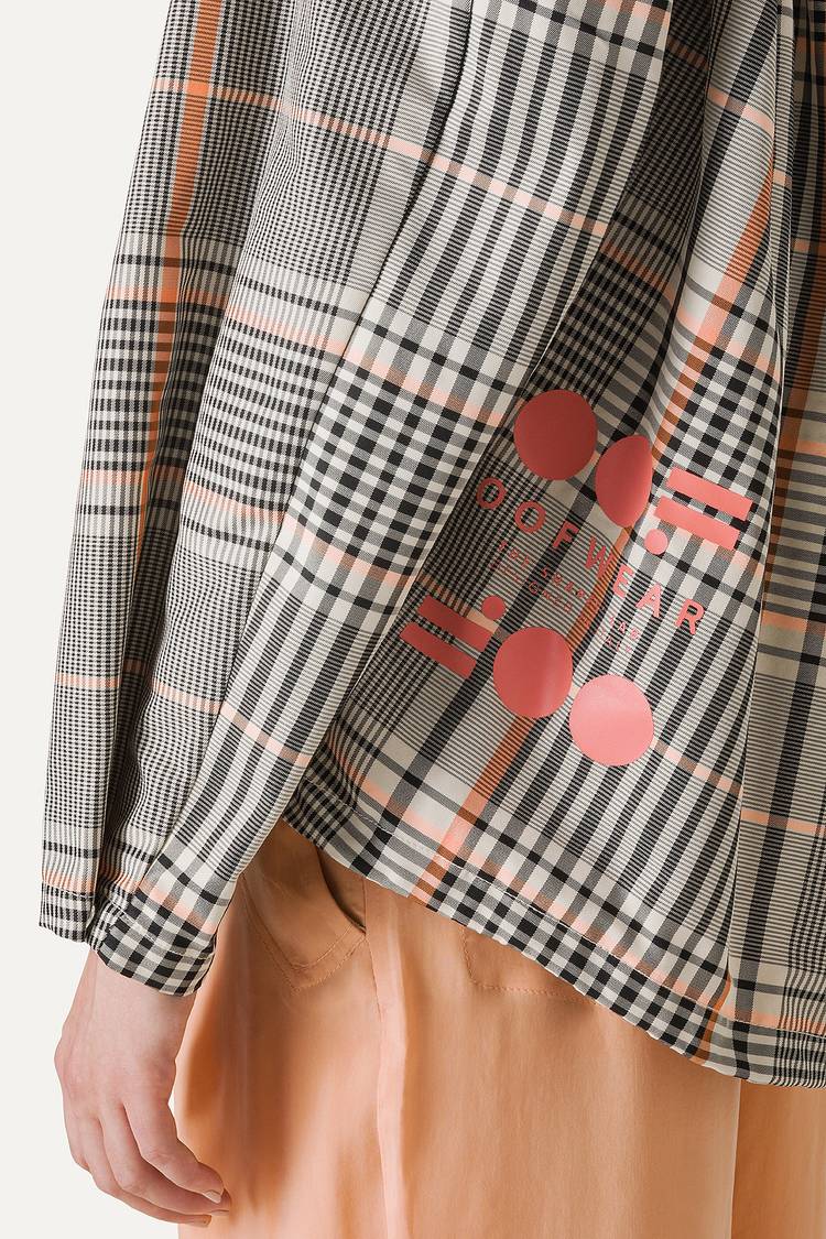 Oof Wear GIACCA CORTA IN NYLON MEMORY CON ARRICIO SULLA SCHIENA A DISEGNO CHECK 9139 - ARANCIO/CREMA Fino Al -60%