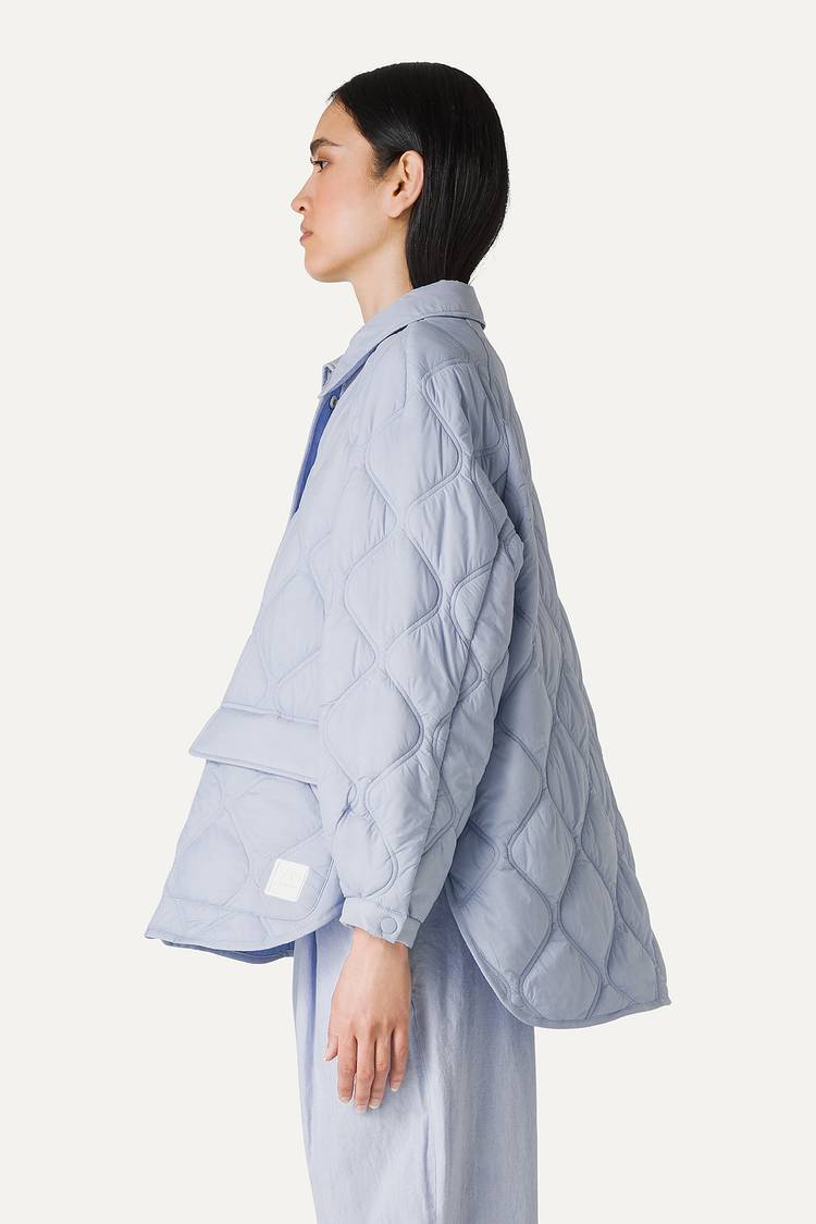Oof Wear GIACCA A CAMICIA OVER IN NYLON LEGGERO TRAPUNTATO 9222 - CIELO Sottocosto