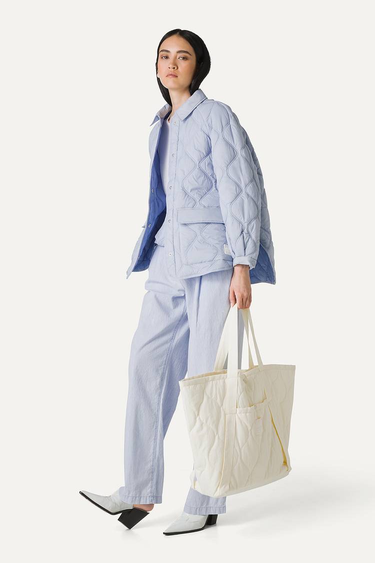 Oof Wear GIACCA A CAMICIA OVER IN NYLON LEGGERO TRAPUNTATO 9222 - CIELO Sottocosto
