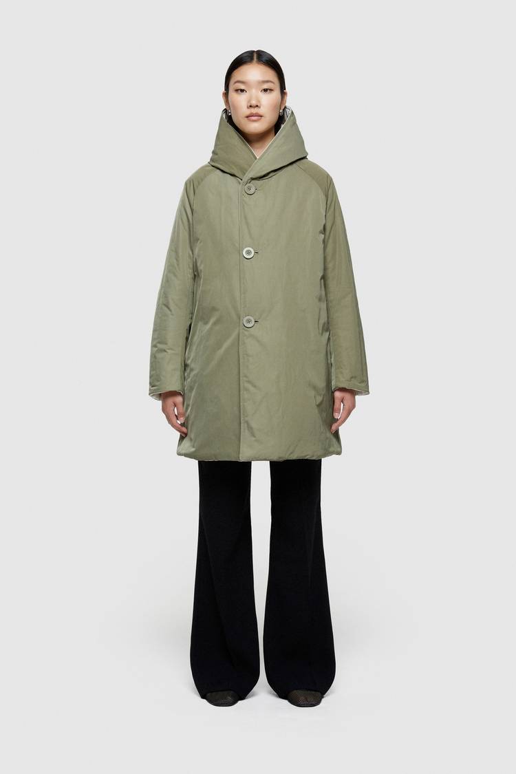 Oof Wear IMPERMEABILE REVERSIBILE 9410 IN NYLON MEMORY CON CAPPUCCIO - PANNA/VERDE MILITARE Economico