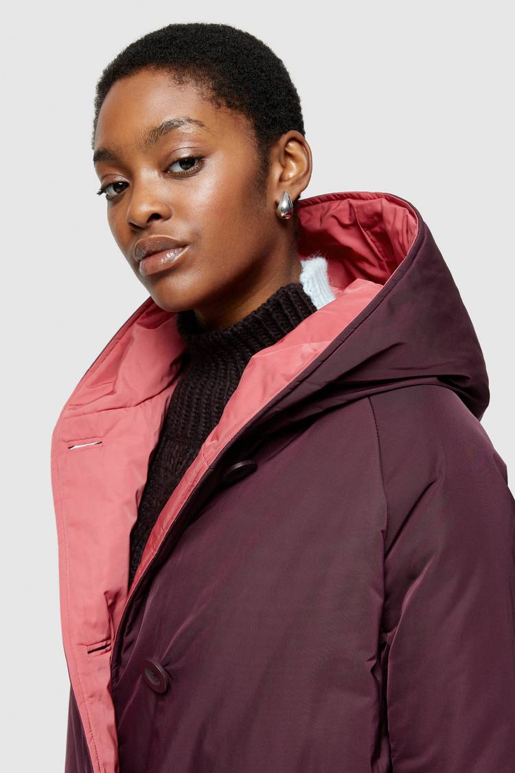 Oof Wear IMPERMEABILE REVERSIBILE 9410 IN NYLON MEMORY CON CAPPUCCIO - PRUGNA/DUST ROSE Outlet