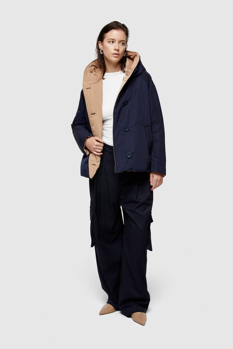 Oof Wear GIACCA REVERSIBILE 9006 IN NYLON MEMORY - BLU NOTTE/CAMMELLO Saldi