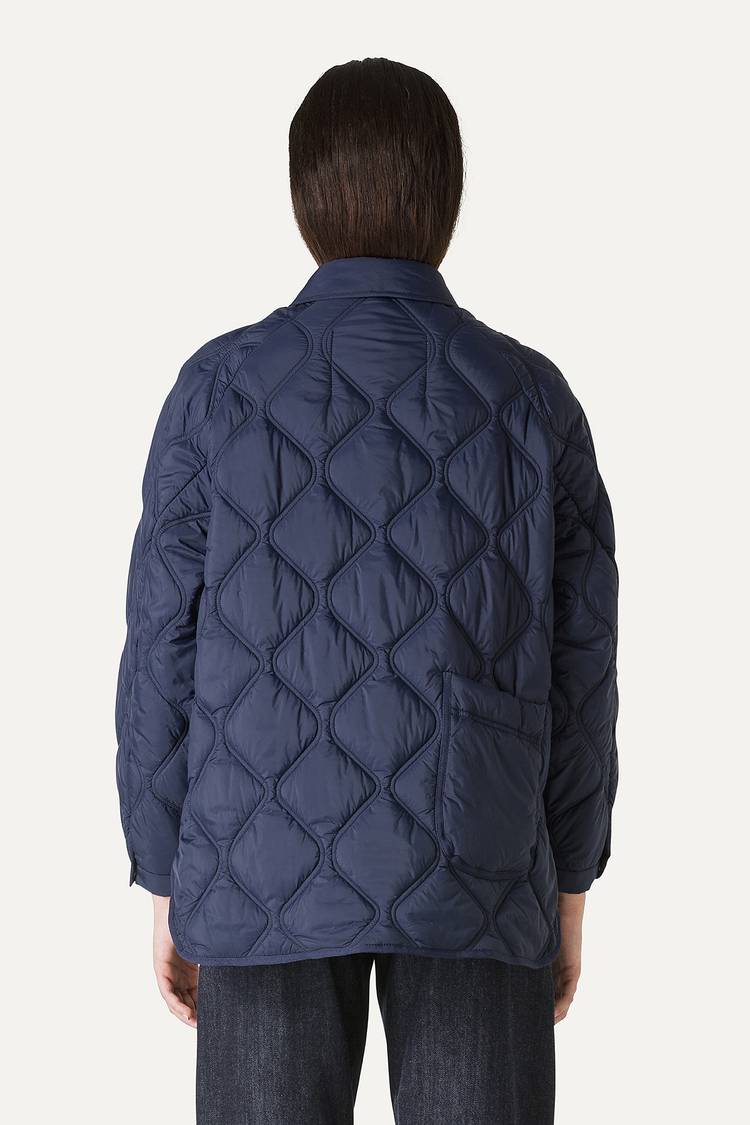 Oof Wear GIACCA A CAMICIA OVER IN NYLON LEGGERO TRAPUNTATO 9222 - BLU NOTTE Vendita Economica
