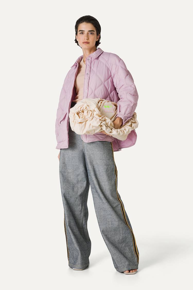 Oof Wear GIACCA A CAMICIA OVER IN NYLON LEGGERO TRAPUNTATO 9222 - ROSA Saldi Di Fabbrica