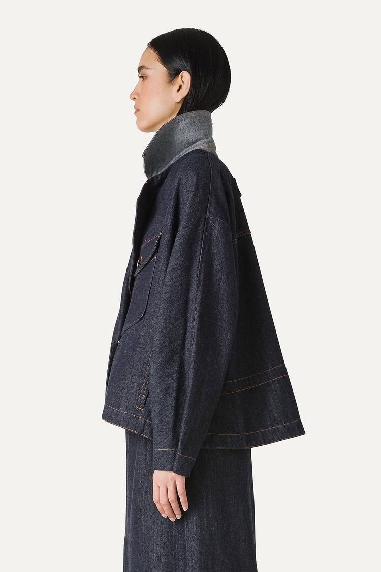 Oof Wear TRENCH CORTO IN DENIM LAVATO 9202 - BLU SCURO 2025