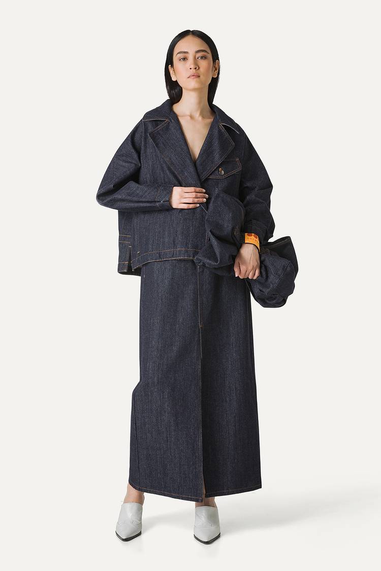 Oof Wear TRENCH CORTO IN DENIM LAVATO 9202 - BLU SCURO 2025