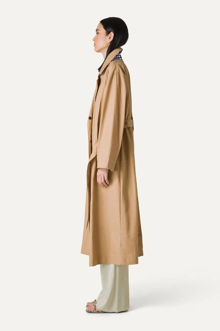 Oof Wear TRENCH LUNGO IN GABARDINA DI COTONE LEGGERO 9203 - NATURALE Italy