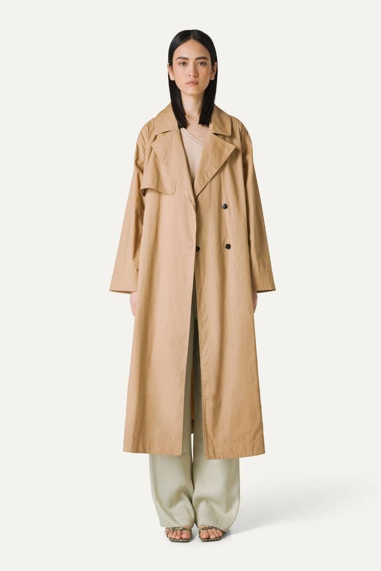 Oof Wear TRENCH LUNGO IN GABARDINA DI COTONE LEGGERO 9203 - NATURALE Italy