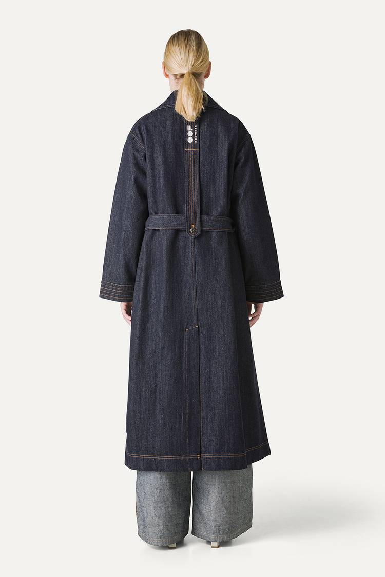 Oof Wear TRENCH LUNGO IN DENIM LAVATO 9203 - BLU SCURO Italia