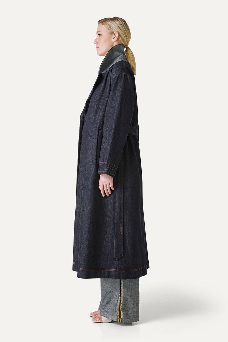 Oof Wear TRENCH LUNGO IN DENIM LAVATO 9203 - BLU SCURO Italia