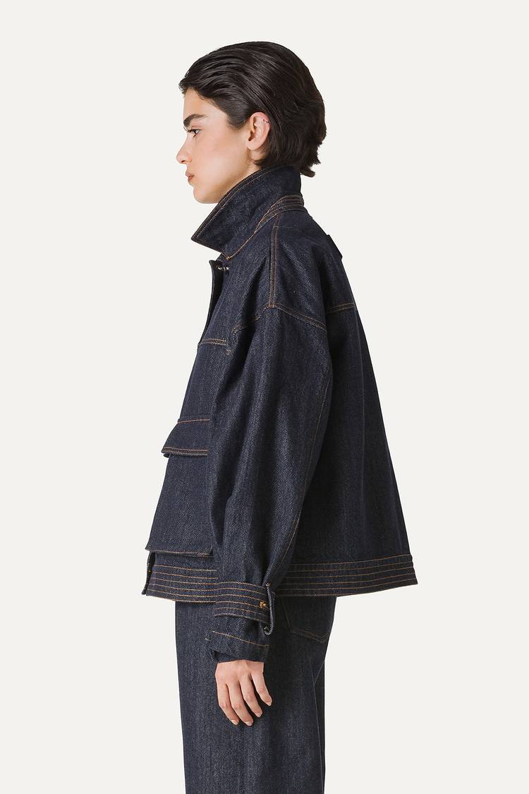 Oof Wear GIACCA CORTA IN DENIM LAVATO 9205 - BLU SCURO Ultimi tre giorni