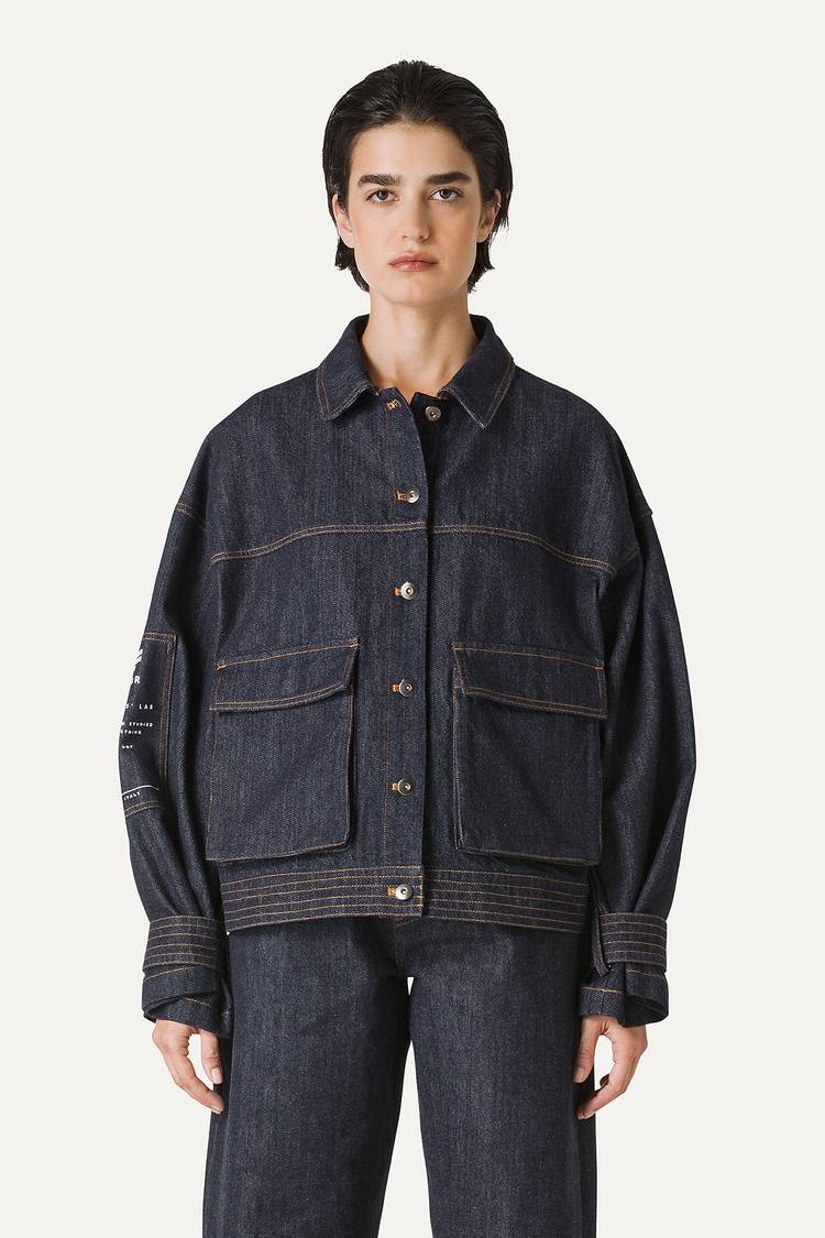 Oof Wear GIACCA CORTA IN DENIM LAVATO 9205 - BLU SCURO Ultimi tre giorni