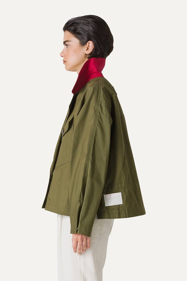 Oof Wear TRENCH CORTO IN GABARDINA DI COTONE LEGGERO 9202 - FORESTA Qualità