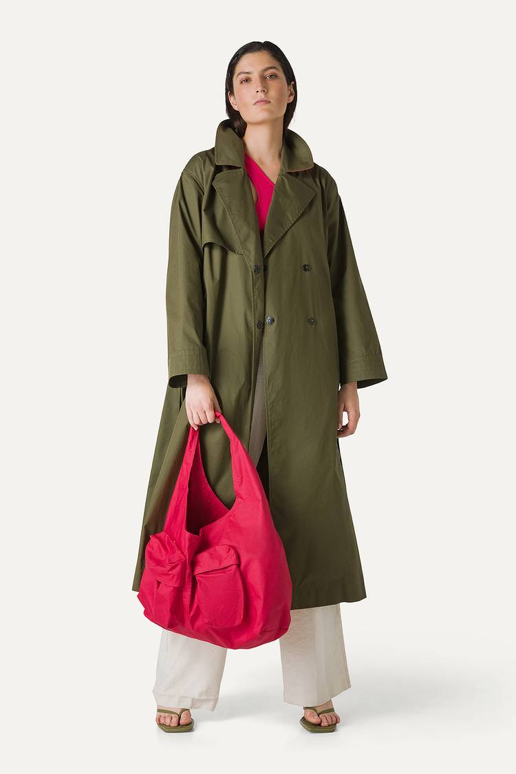 Oof Wear TRENCH LUNGO IN GABARDINA DI COTONE LEGGERO 9203 - FORESTA Vendita