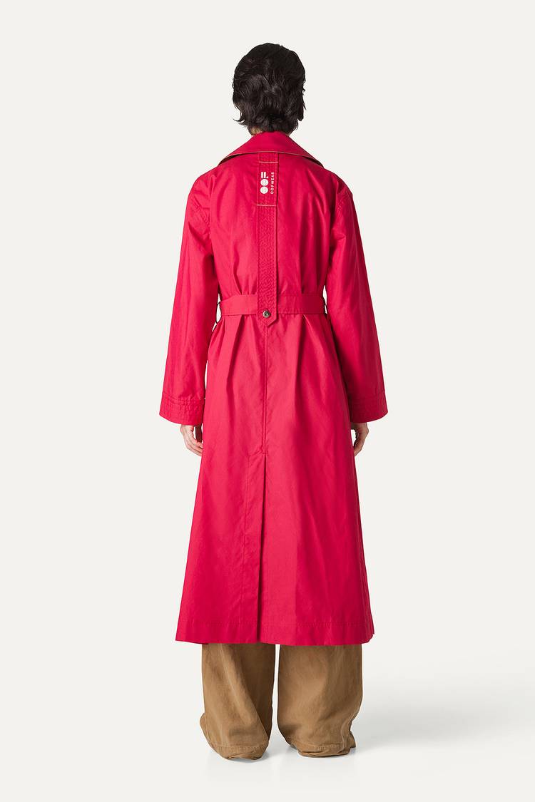 Oof Wear TRENCH LUNGO IN GABARDINA DI COTONE LEGGERO 9203 - LAMPONE Promozione
