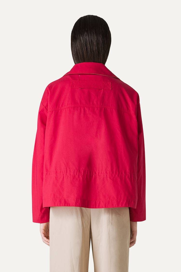 Oof Wear TRENCH CORTO IN GABARDINA DI COTONE LEGGERO 9202 - LAMPONE Spedizione Gratuita